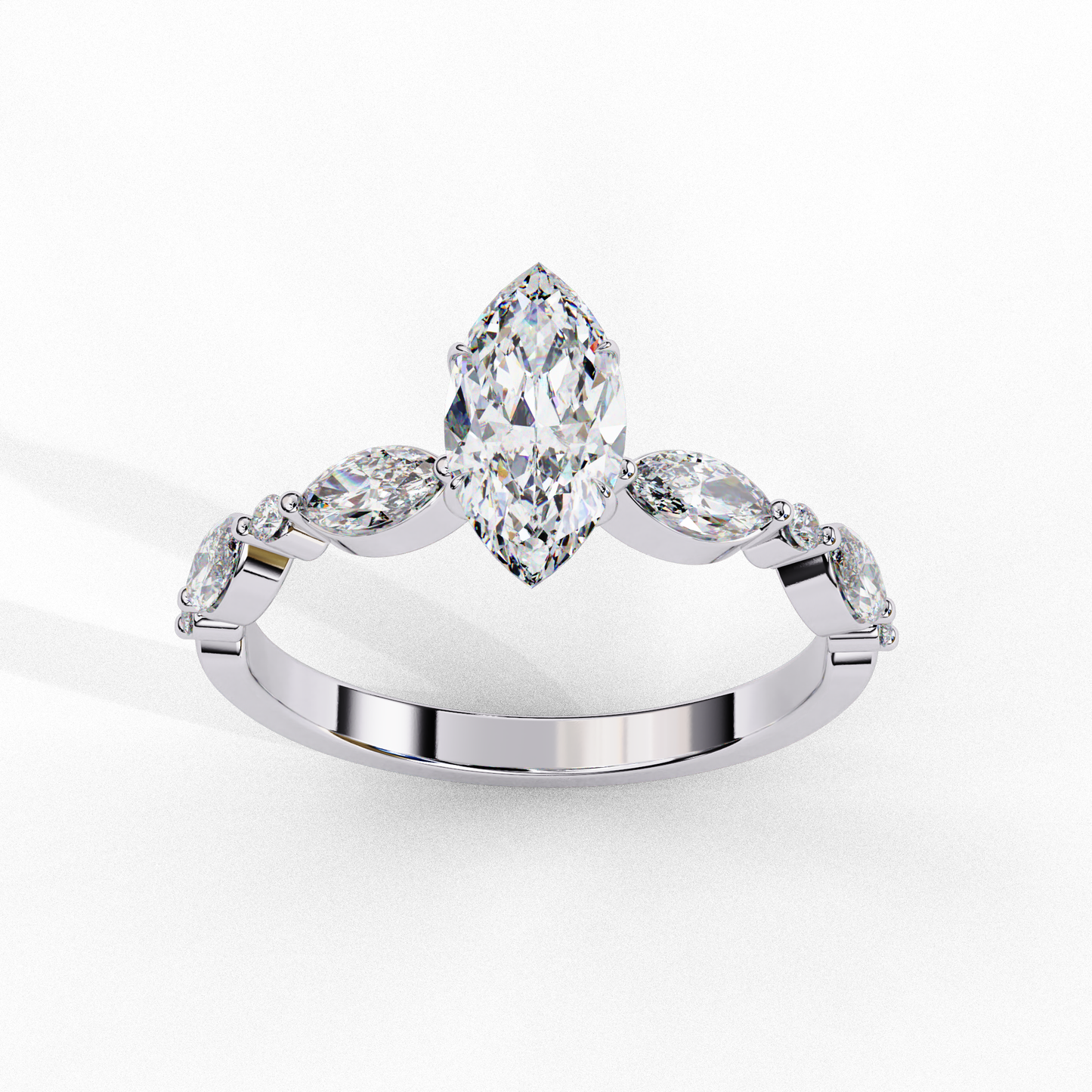 Marquise Cut Lab Grown Diamond Engagement Ring - Yellow Gold Vintage Side Stone Setting | IGI Certified | Sarva Jewels