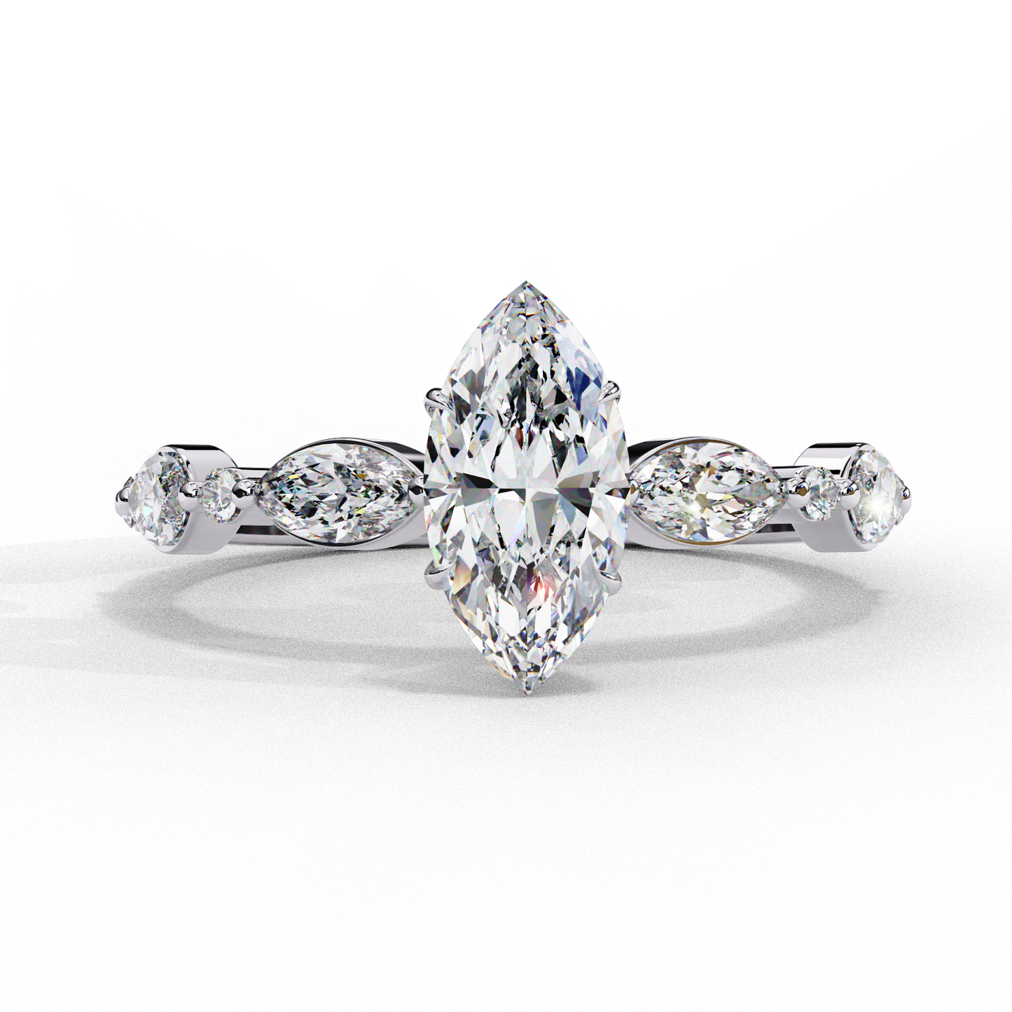 Marquise Cut Lab Grown Diamond Engagement Ring - Yellow Gold Vintage Side Stone Setting | IGI Certified | Sarva Jewels