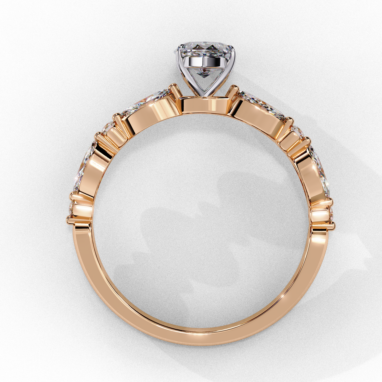 Marquise Cut Lab Grown Diamond Engagement Ring - Yellow Gold Vintage Side Stone Setting | IGI Certified | Sarva Jewels