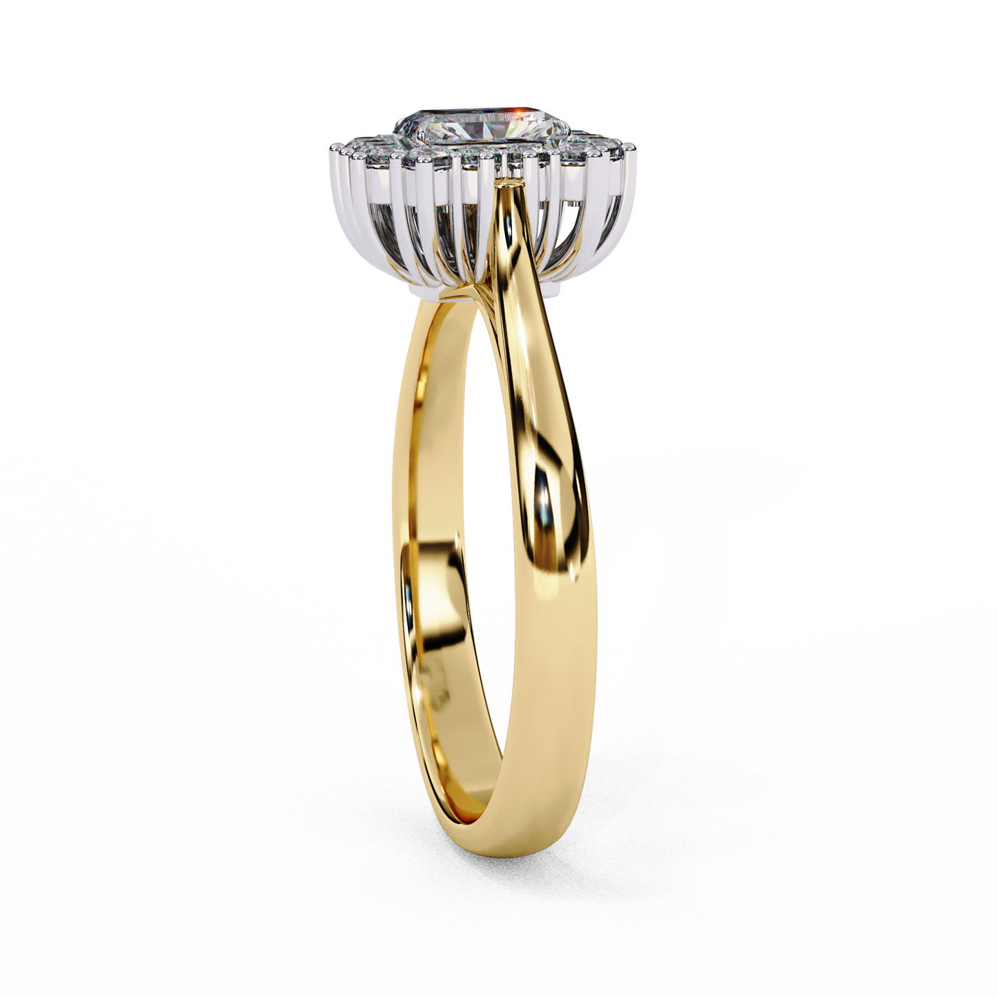 "Emerald Cut Lab Grown Diamond Halo Engagement Ring - Rose Gold & White Gold Setting | IGI Certified | Sarva Jewels"