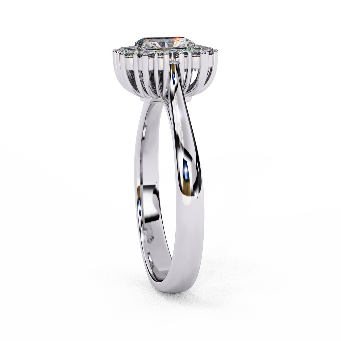 "Emerald Cut Lab Grown Diamond Halo Engagement Ring - Rose Gold & White Gold Setting | IGI Certified | Sarva Jewels"