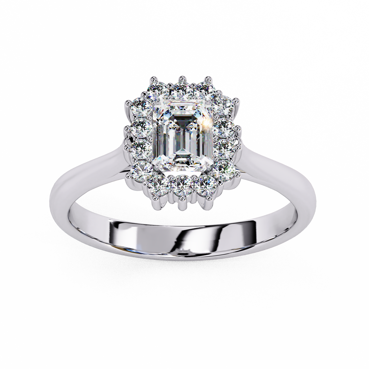 "Emerald Cut Lab Grown Diamond Halo Engagement Ring - Rose Gold & White Gold Setting | IGI Certified | Sarva Jewels"