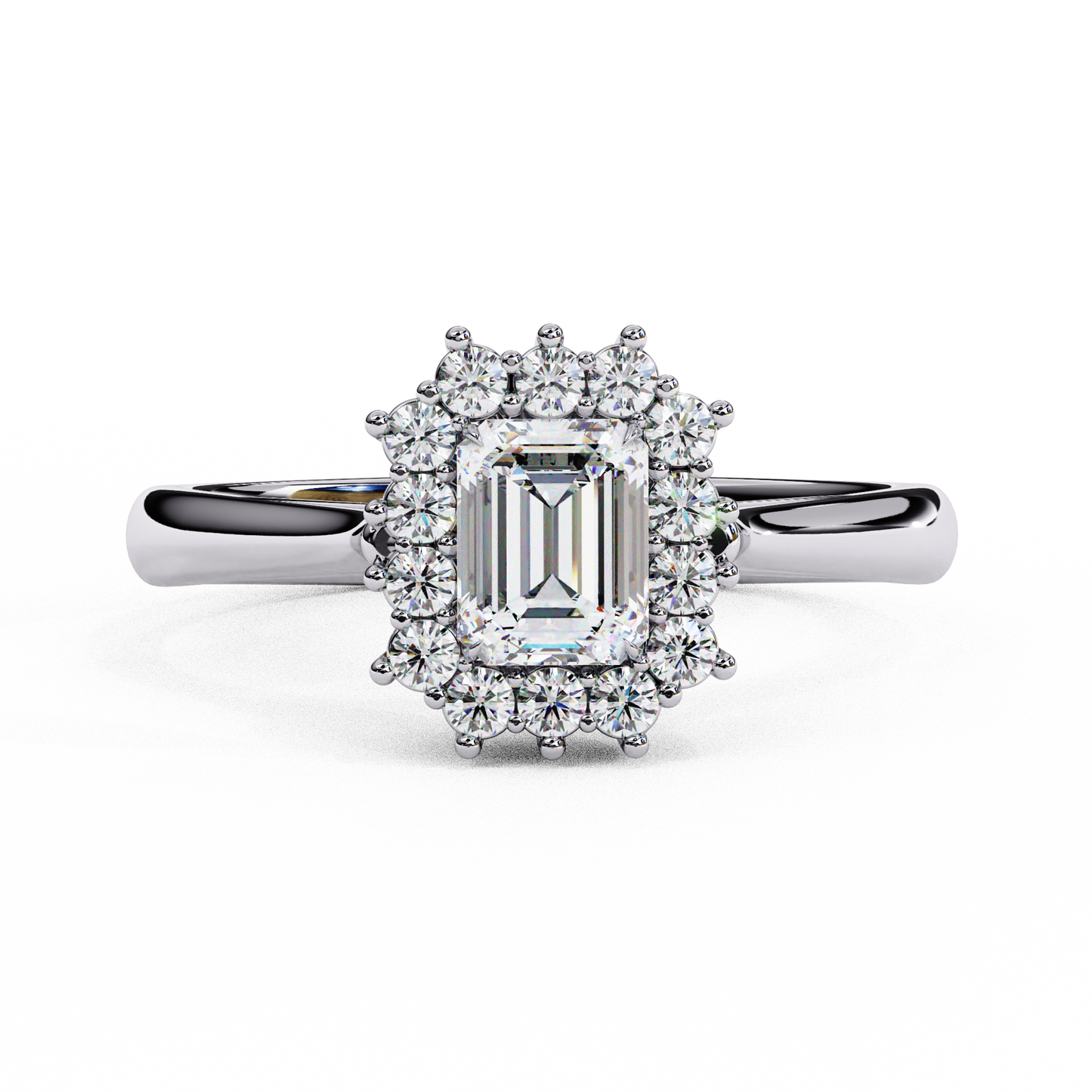 "Emerald Cut Lab Grown Diamond Halo Engagement Ring - Rose Gold & White Gold Setting | IGI Certified | Sarva Jewels"