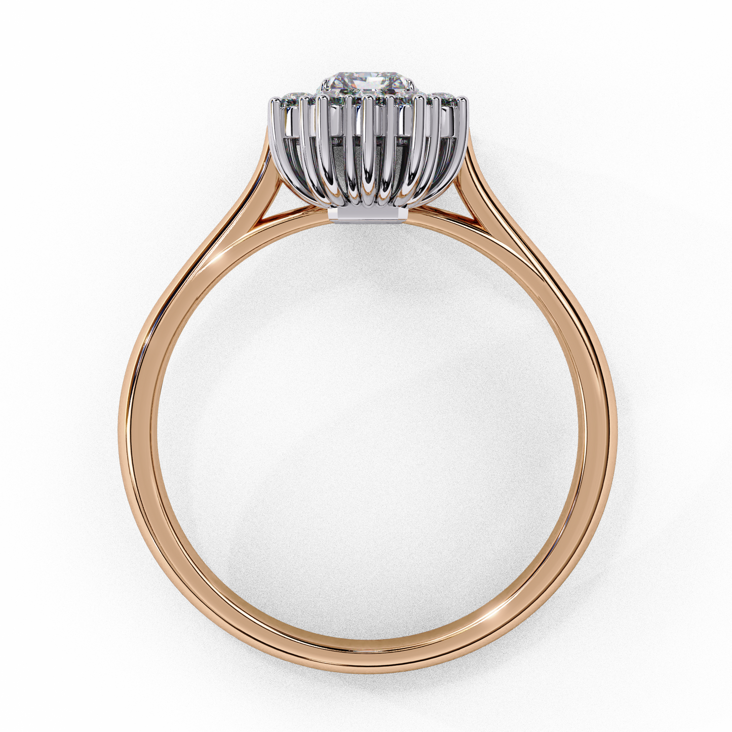 "Emerald Cut Lab Grown Diamond Halo Engagement Ring - Rose Gold & White Gold Setting | IGI Certified | Sarva Jewels"