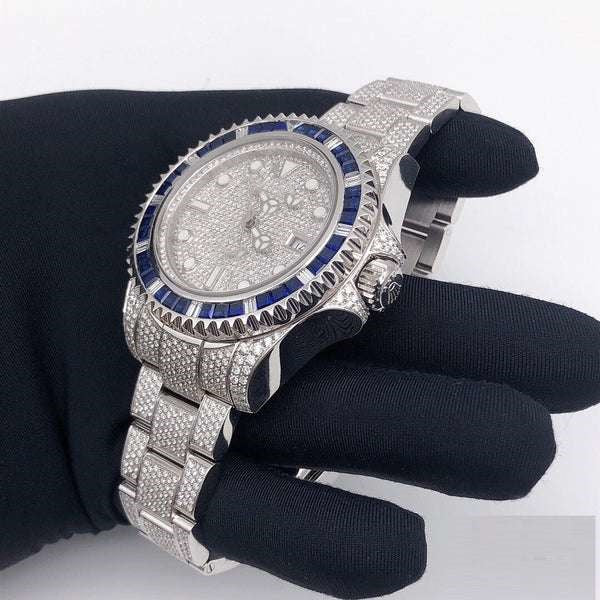 Self Winding Full Iced Out Men Wrist Watch, Stainless Steel Full Ice Out Watch