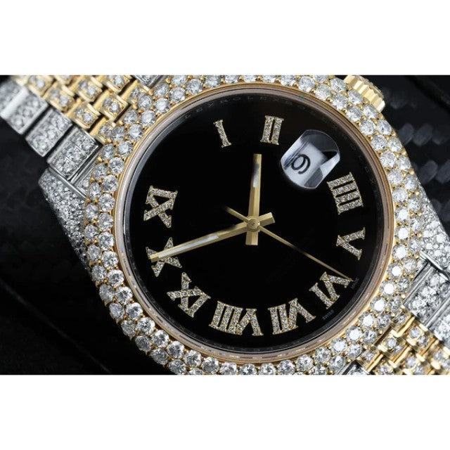 Gold Plated Stainless Steel Men Watch For Gift, Fully Iced Out Birthday Gift Watch For Him