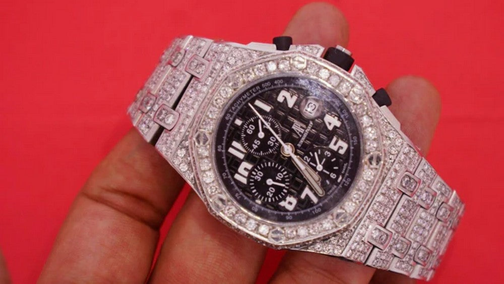 Full Iced Out VVS Diamond Men Watch, Stainless Steel White Gold Plated All Chronograph Working 42mm Men Watch