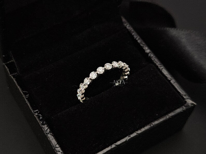 Dainty Full Eternity Band, Wedding Band Women Promise Ring for Her, Lab Grown Diamond Stacking Ring for Women