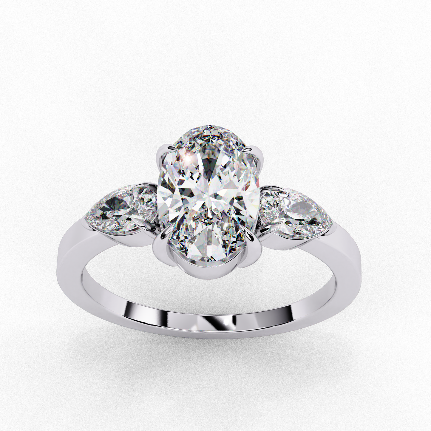 "Oval Cut Lab Grown Diamond Three Stone Engagement Ring - Two-Tone Setting | IGI Certified | Sarva Jewels"