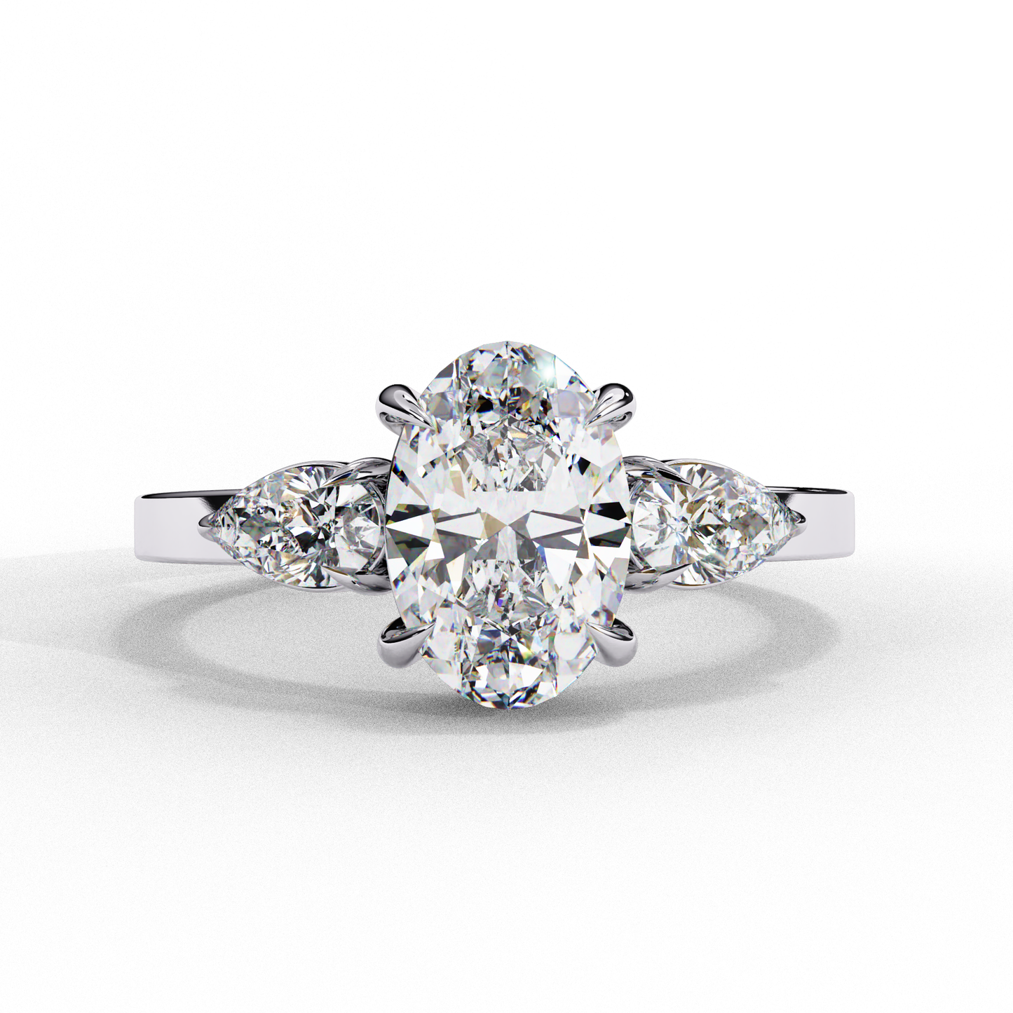 "Oval Cut Lab Grown Diamond Three Stone Engagement Ring - Two-Tone Setting | IGI Certified | Sarva Jewels"