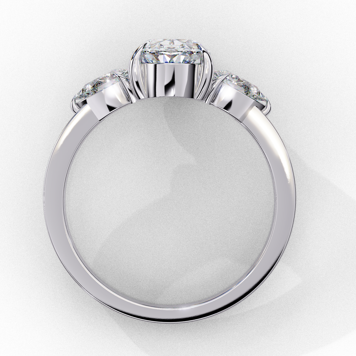 "Oval Cut Lab Grown Diamond Three Stone Engagement Ring - Two-Tone Setting | IGI Certified | Sarva Jewels"