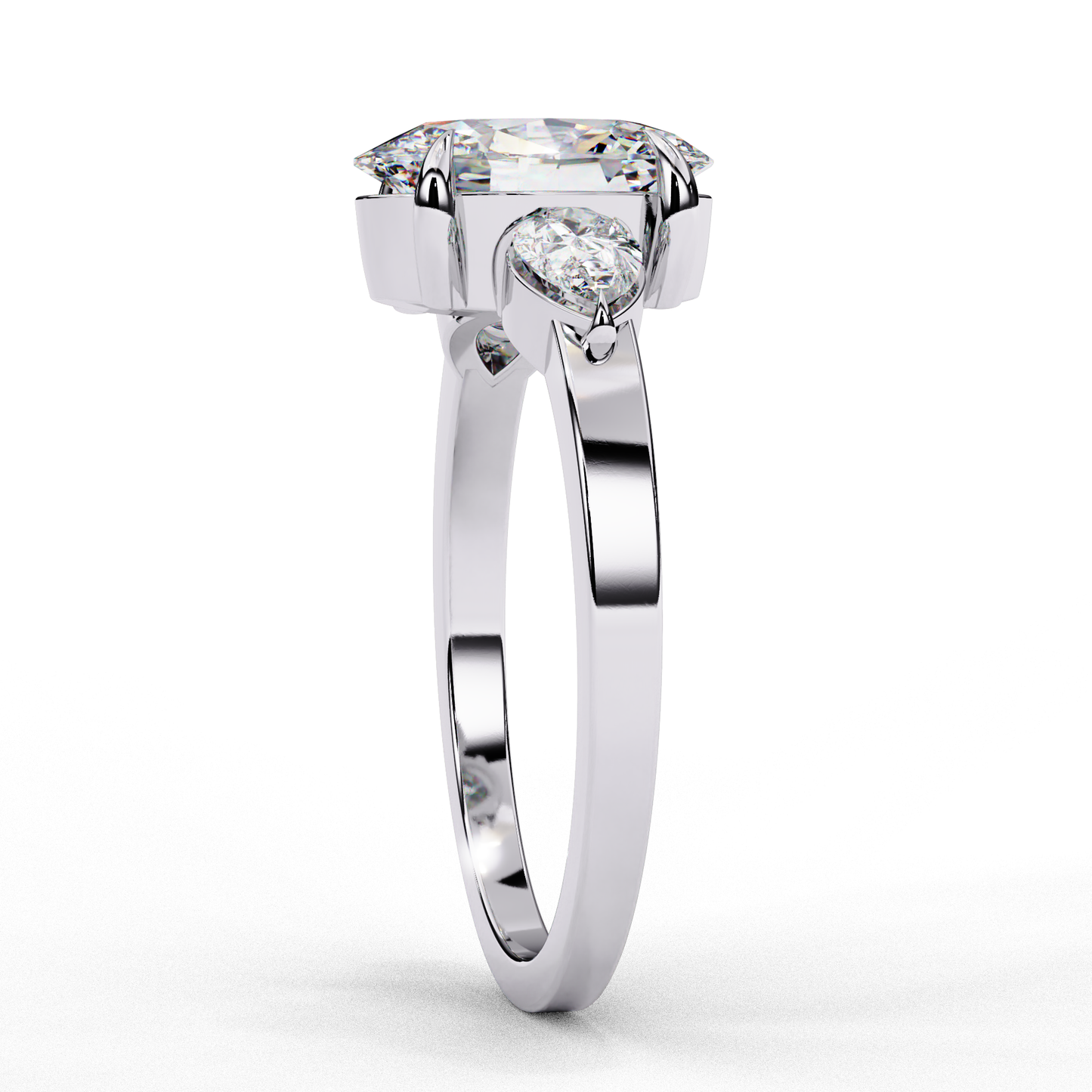 "Oval Cut Lab Grown Diamond Three Stone Engagement Ring - Two-Tone Setting | IGI Certified | Sarva Jewels"