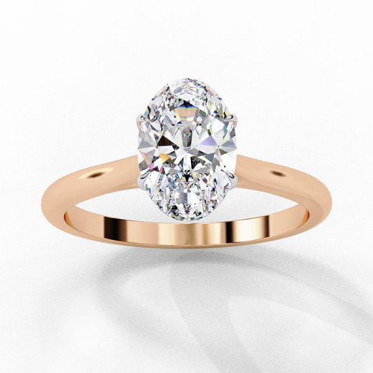 Oval Cut Lab Grown Diamond Halo Engagement Ring - Two-Tone Pavé Setting | IGI Certified | Sarva Jewels
