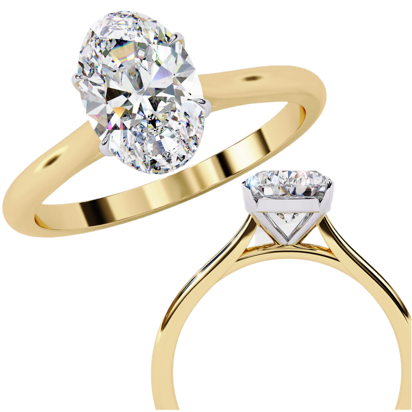 Oval Cut Lab Grown Diamond Halo Engagement Ring - Two-Tone Pavé Setting | IGI Certified | Sarva Jewels