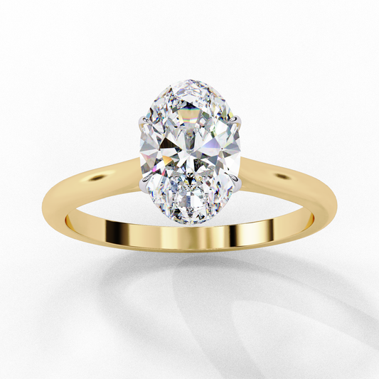Oval Cut Lab Grown Diamond Halo Engagement Ring - Two-Tone Pavé Setting | IGI Certified | Sarva Jewels