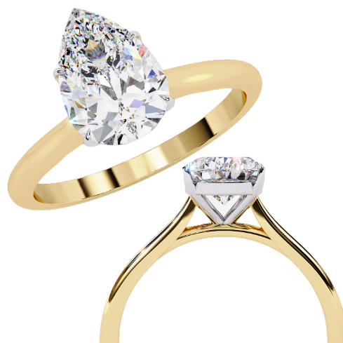 Pear Cut Lab Grown Diamond Solitaire Engagement Ring - Yellow Gold Setting | IGI Certified | Sarva Jewels