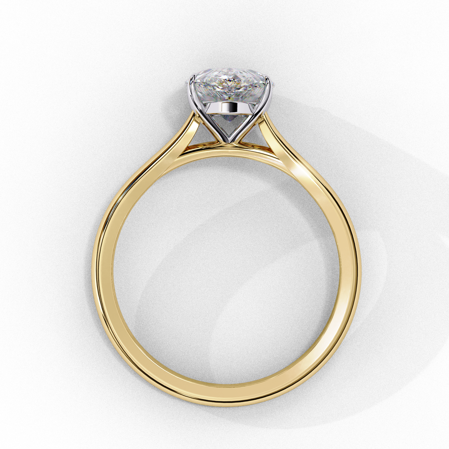 Pear Cut Lab Grown Diamond Solitaire Engagement Ring - Yellow Gold Setting | IGI Certified | Sarva Jewels