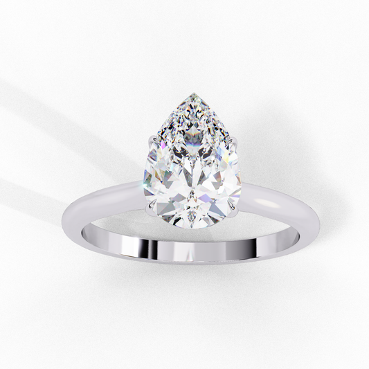 Pear Cut Lab Grown Diamond Solitaire Engagement Ring - Yellow Gold Setting | IGI Certified | Sarva Jewels