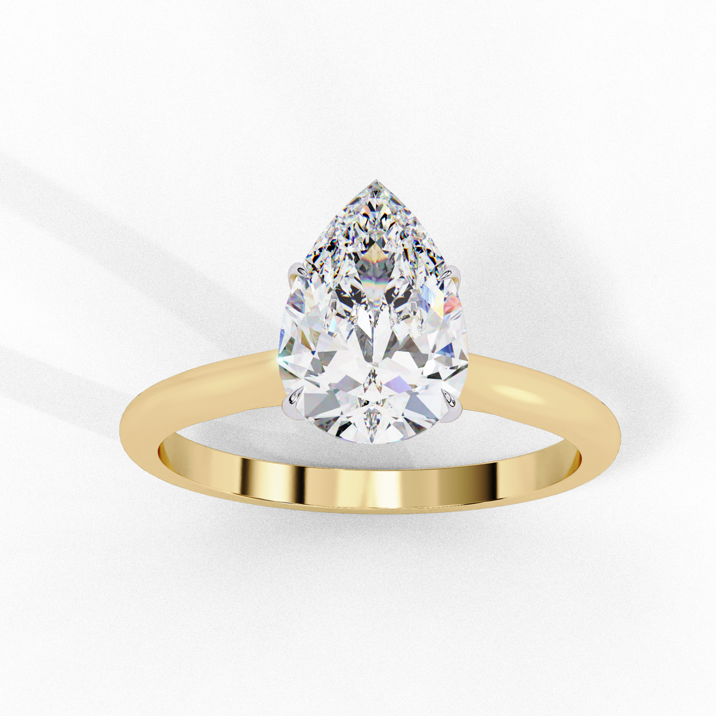 Pear Cut Lab Grown Diamond Solitaire Engagement Ring - Yellow Gold Setting | IGI Certified | Sarva Jewels