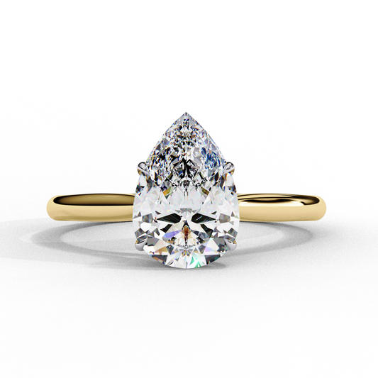 Pear Cut Lab Grown Diamond Solitaire Engagement Ring - Yellow Gold Setting | IGI Certified | Sarva Jewels