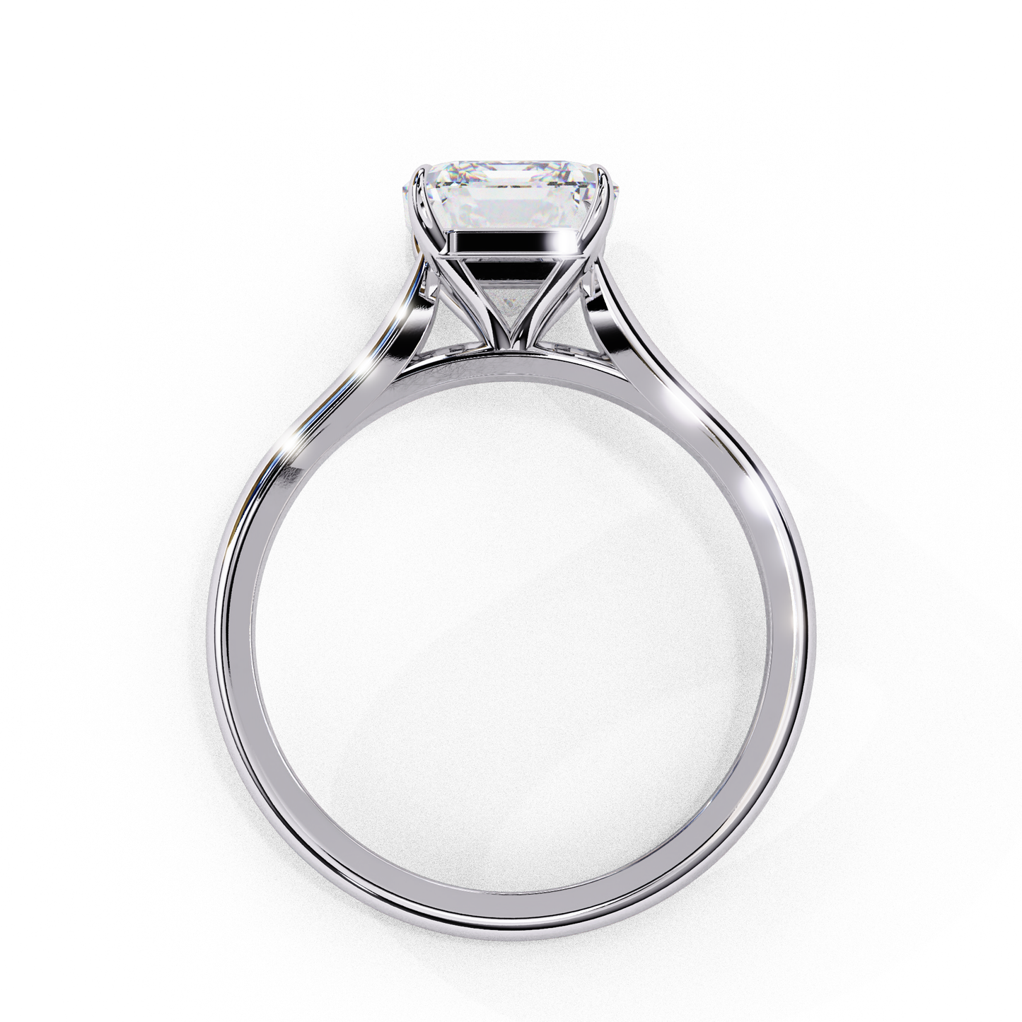 Emerald Cut Lab Grown Diamond Solitaire Engagement Ring - Two-Tone Setting | IGI Certified | Sarva Jewels