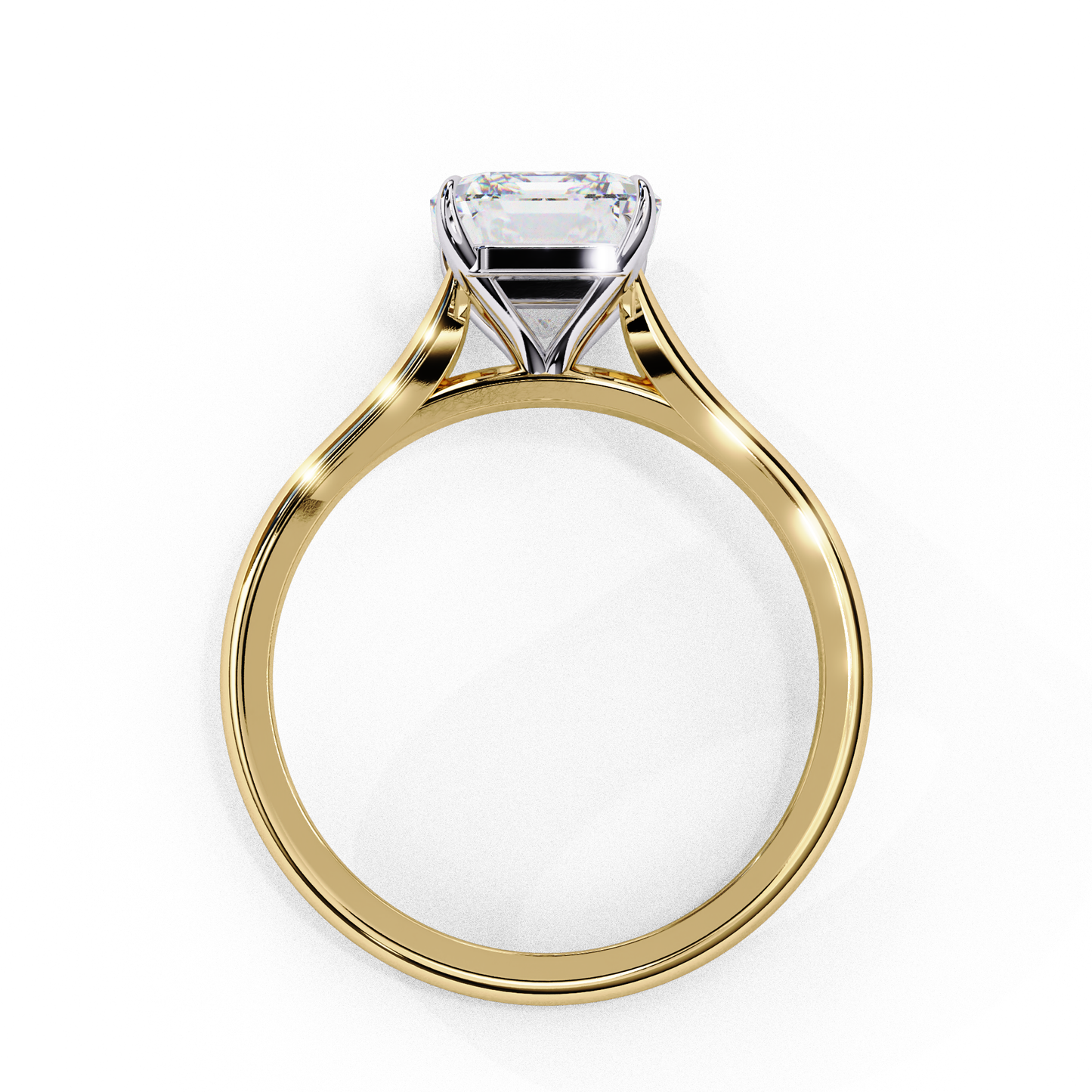 Emerald Cut Lab Grown Diamond Solitaire Engagement Ring - Two-Tone Setting | IGI Certified | Sarva Jewels