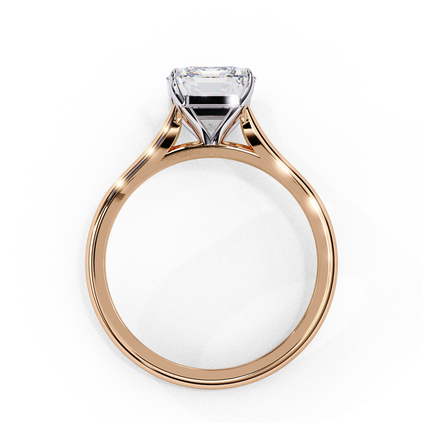 Emerald Cut Lab Grown Diamond Solitaire Engagement Ring - Two-Tone Setting | IGI Certified | Sarva Jewels