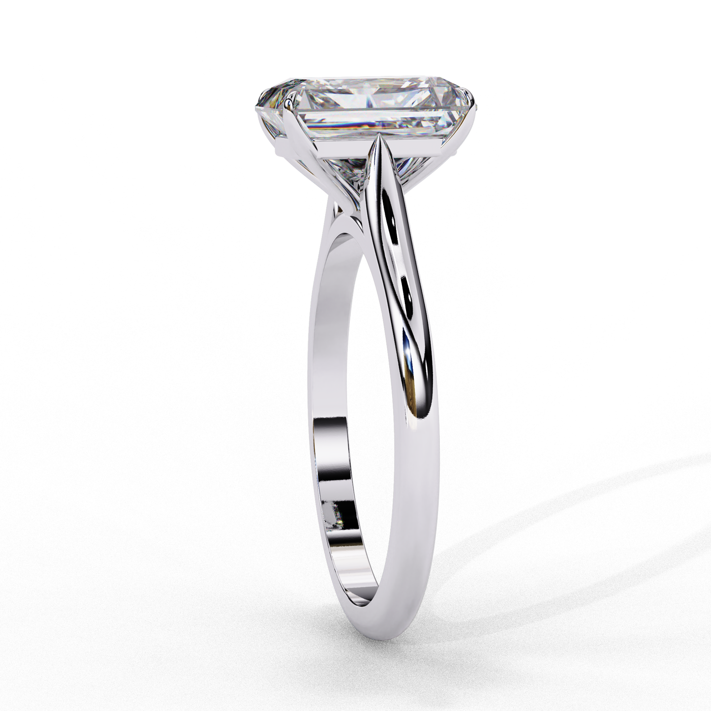 Emerald Cut Lab Grown Diamond Solitaire Engagement Ring - Two-Tone Setting | IGI Certified | Sarva Jewels