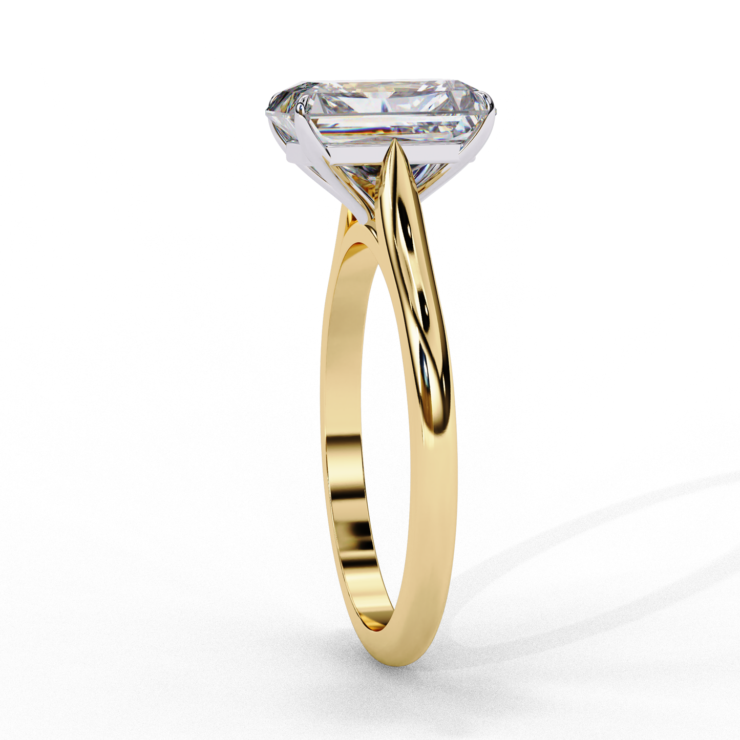 Emerald Cut Lab Grown Diamond Solitaire Engagement Ring - Two-Tone Setting | IGI Certified | Sarva Jewels