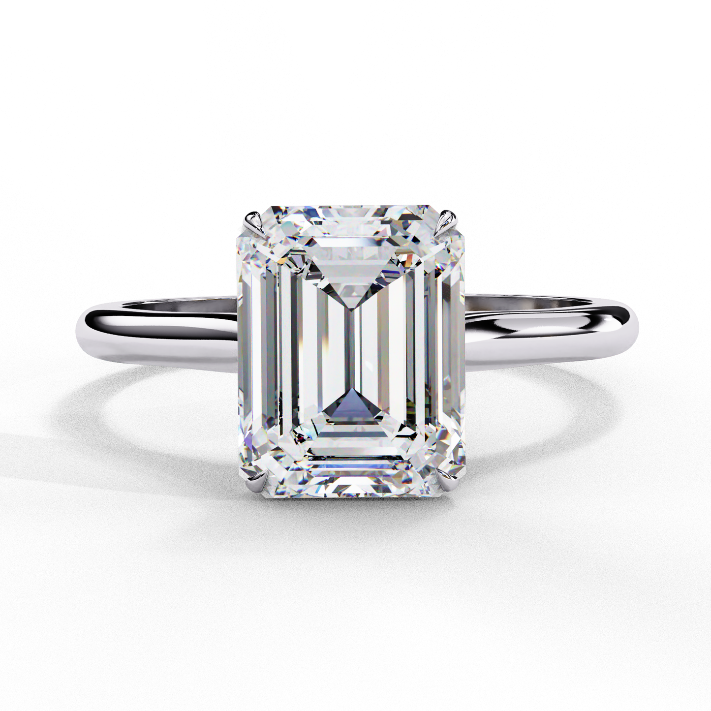 Emerald Cut Lab Grown Diamond Solitaire Engagement Ring - Two-Tone Setting | IGI Certified | Sarva Jewels
