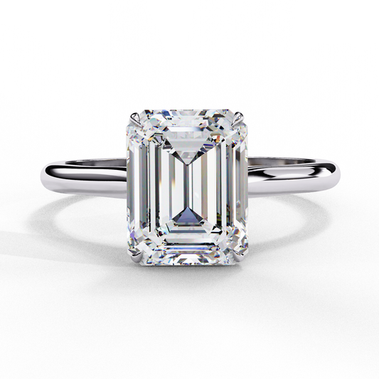 Emerald Cut Lab Grown Diamond Solitaire Engagement Ring - Two-Tone Setting | IGI Certified | Sarva Jewels