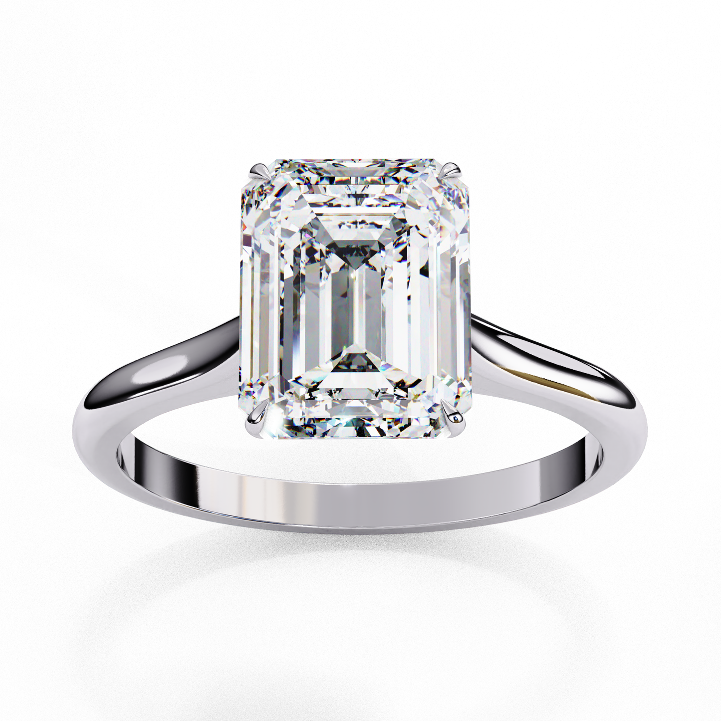 Emerald Cut Lab Grown Diamond Solitaire Engagement Ring - Two-Tone Setting | IGI Certified | Sarva Jewels