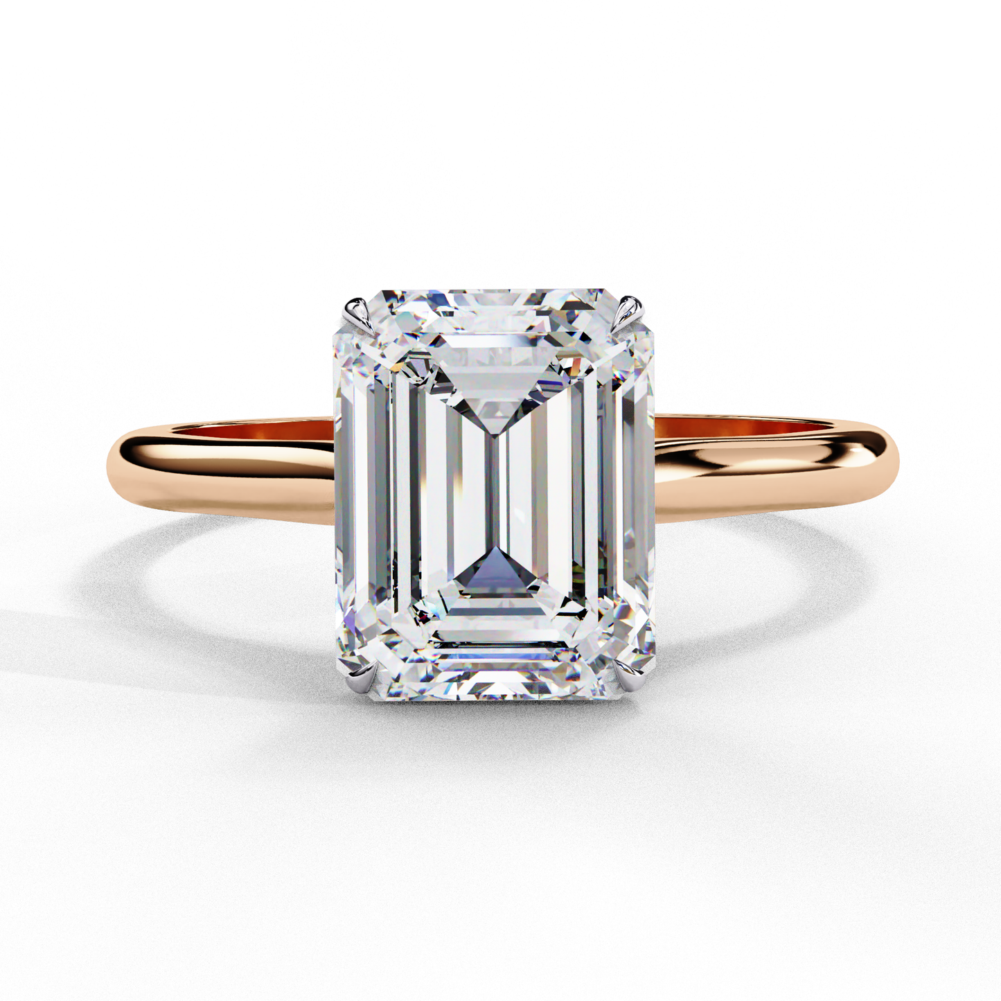 Emerald Cut Lab Grown Diamond Solitaire Engagement Ring - Two-Tone Setting | IGI Certified | Sarva Jewels