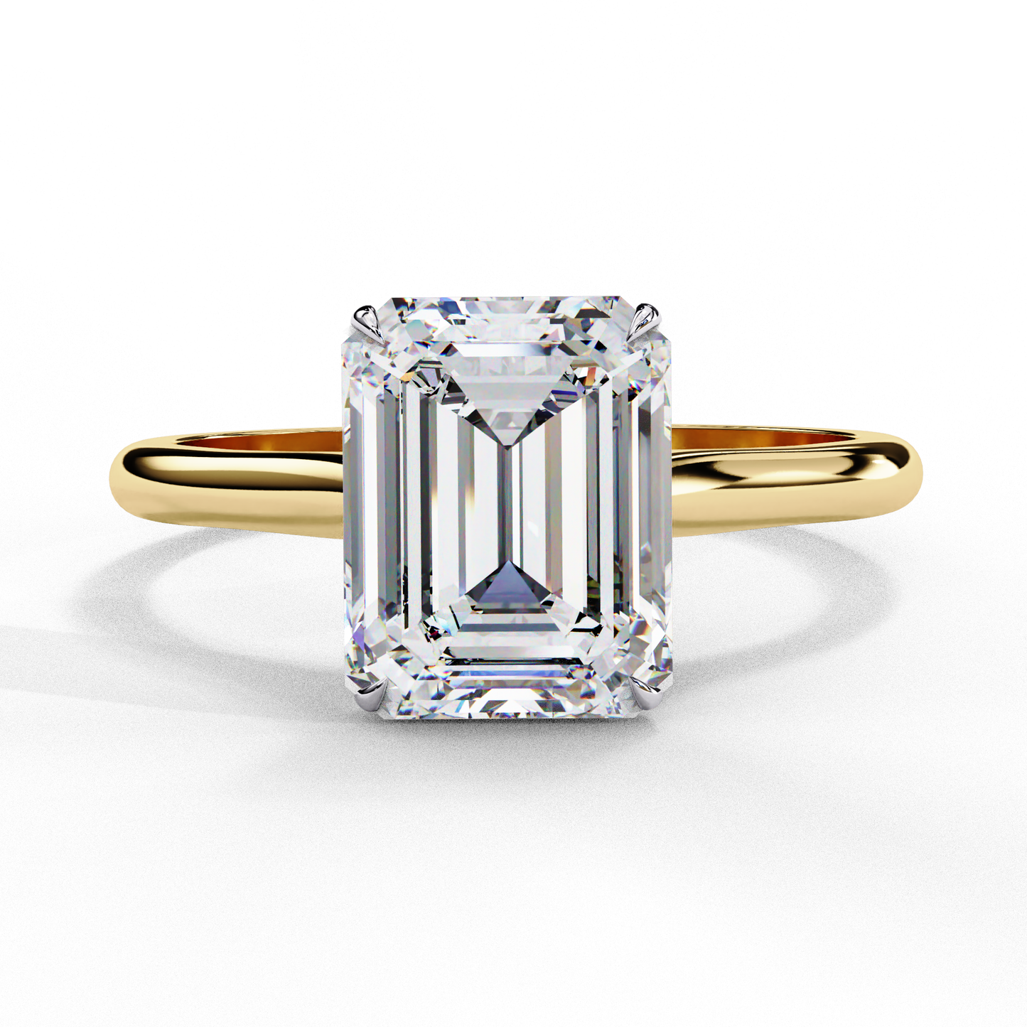 Emerald Cut Lab Grown Diamond Solitaire Engagement Ring - Two-Tone Setting | IGI Certified | Sarva Jewels