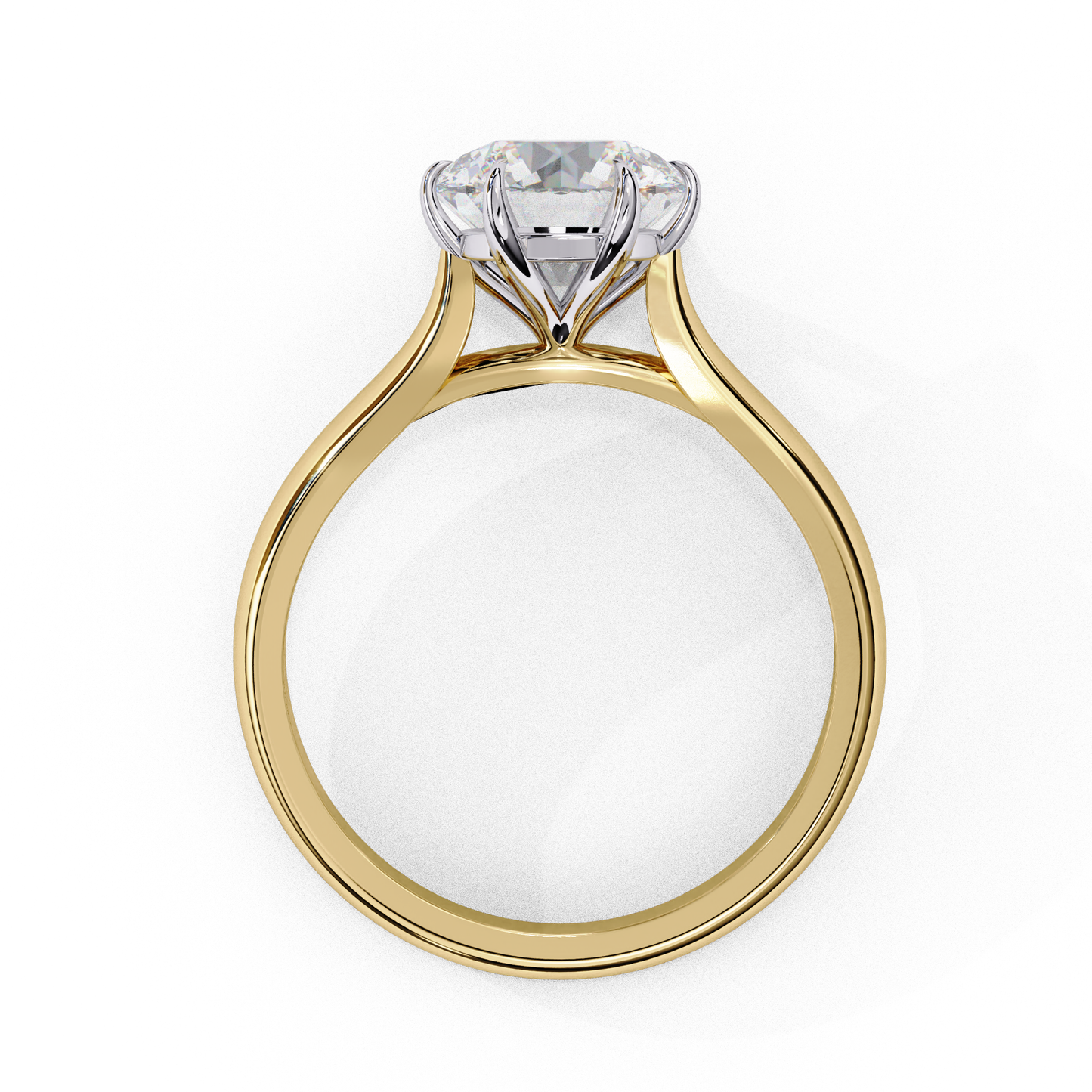 Round Cut Lab Grown Diamond Solitaire Engagement Ring - Two-Tone Setting | IGI Certified | Sarva Jewels
