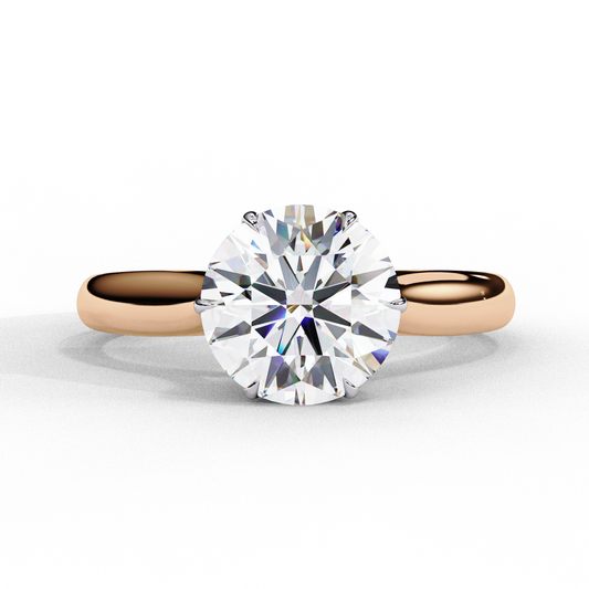 Round Cut Lab Grown Diamond Solitaire Engagement Ring - Two-Tone Setting | IGI Certified | Sarva Jewels