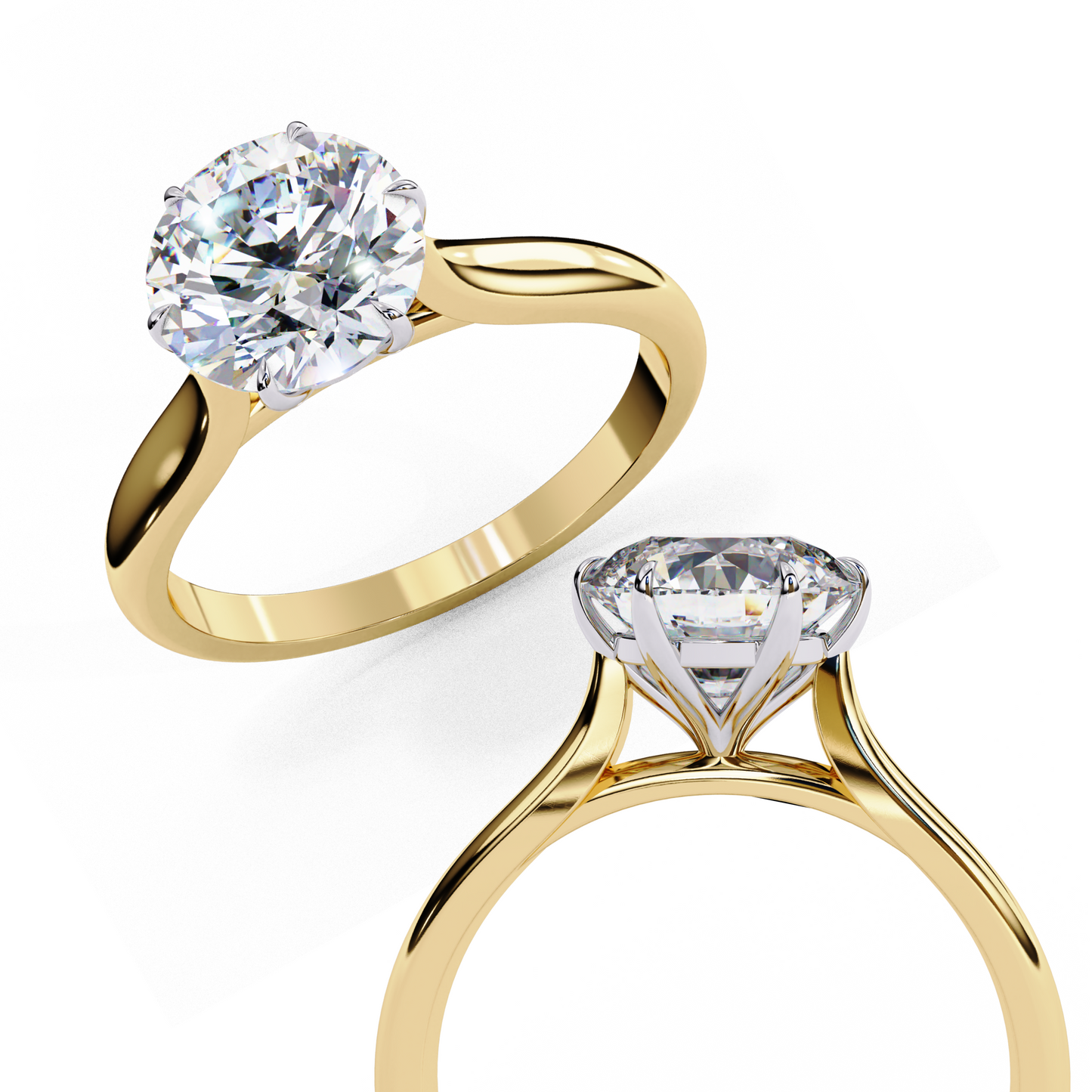 Round Cut Lab Grown Diamond Solitaire Engagement Ring - Two-Tone Setting | IGI Certified | Sarva Jewels