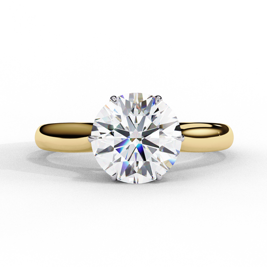 Round Cut Lab Grown Diamond Solitaire Engagement Ring - Two-Tone Setting | IGI Certified | Sarva Jewels