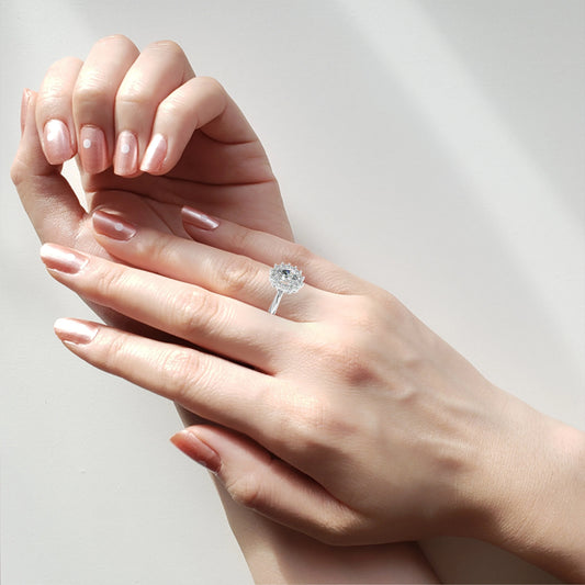Oval Cut Lab Grown Diamond Halo Engagement Ring - Rose Gold Setting | IGI Certified | Sarva Jewels
