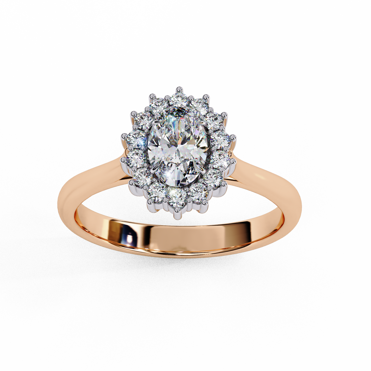 Oval Cut Lab Grown Diamond Halo Engagement Ring - Rose Gold Setting | IGI Certified | Sarva Jewels
