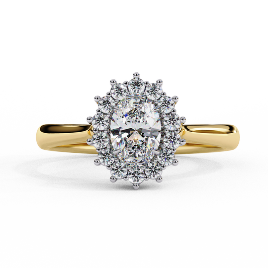 Oval Cut Lab Grown Diamond Halo Engagement Ring - Rose Gold Setting | IGI Certified | Sarva Jewels