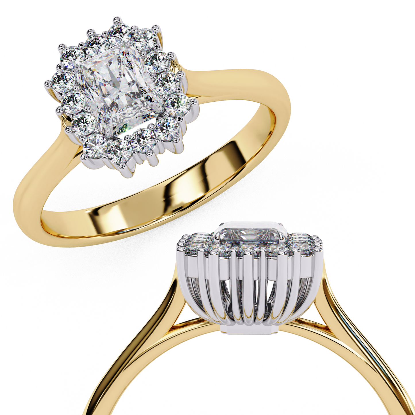 Cushion Cut Lab Grown Diamond Halo Engagement Ring - Rose Gold & White Gold Setting | IGI Certified | Sarva Jewels"