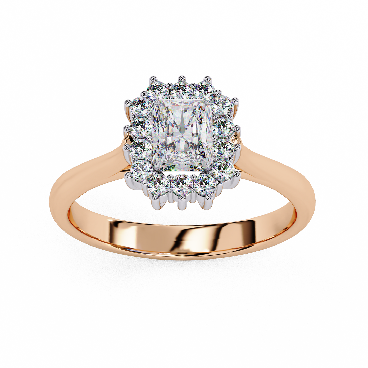 Cushion Cut Lab Grown Diamond Halo Engagement Ring - Rose Gold & White Gold Setting | IGI Certified | Sarva Jewels"