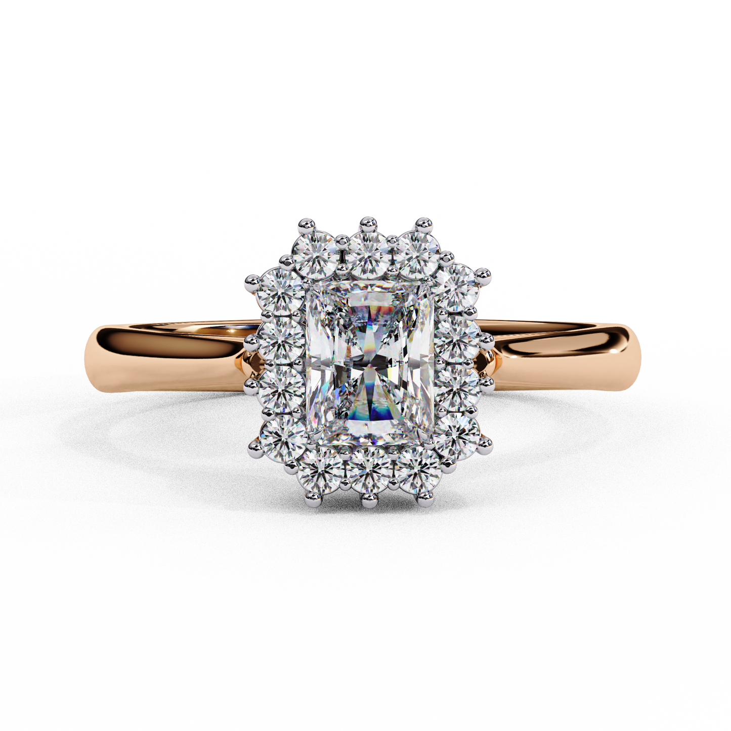 Cushion Cut Lab Grown Diamond Halo Engagement Ring - Rose Gold & White Gold Setting | IGI Certified | Sarva Jewels"