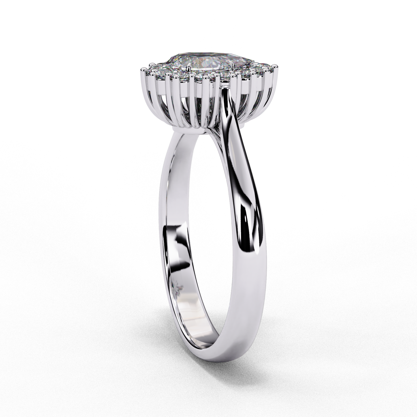 "Pear Cut Lab Grown Diamond Starburst Halo Engagement Ring - Rose Gold & White Gold Setting | IGI Certified | Sarva Jewels"