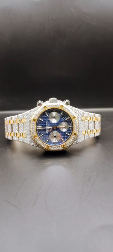 Iced Out Diamond Watch, Chronograph Working VVS Moissanite Diamond Men Wrist Watch, Wedding Gift Diamond Watch For Him