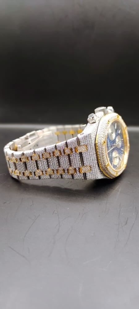 Iced Out Diamond Watch, Chronograph Working VVS Moissanite Diamond Men Wrist Watch, Wedding Gift Diamond Watch For Him