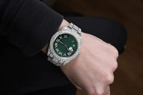 Datejust Presidential VVS Diamond Men Watch, Green 41mm Dial White Gold Plated Stainless Steel Men Watch