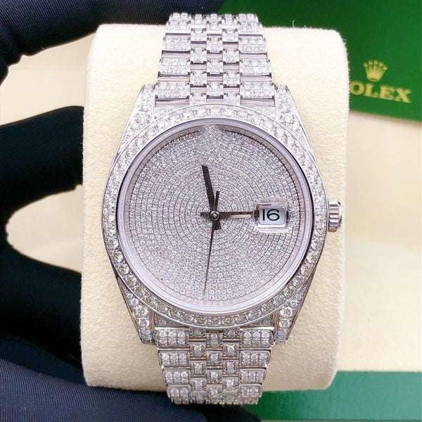 Datejust Jubilee VVS Diamond Men Watch, 41mm Dial White Gold Plated Stainless Steel