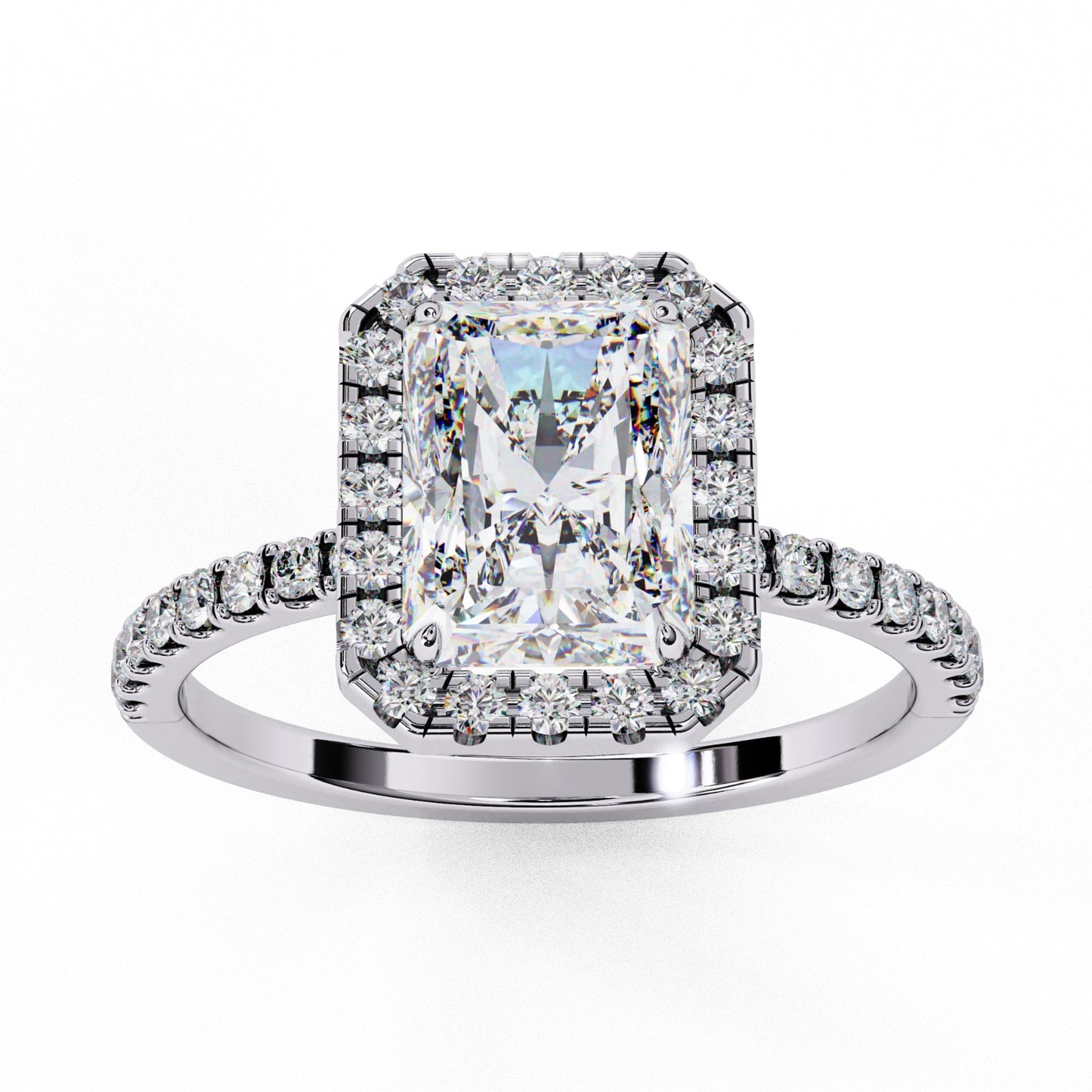 Radiant Cut Lab Grown Diamond Engagement Ring - Luxe Halo Setting | IGI Certified | Sarva Jewels